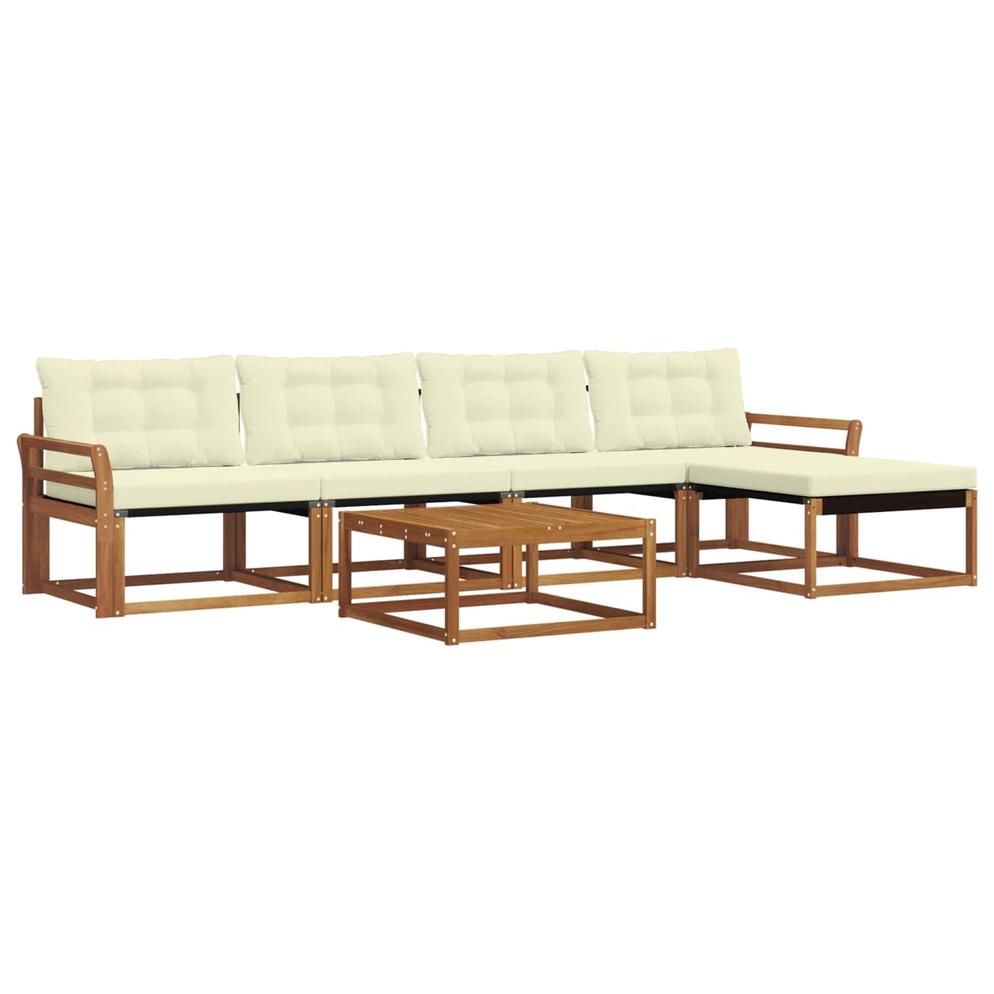 Set di divani da esterno con cuscino 6 pcs Naturale e Crema | homemem39