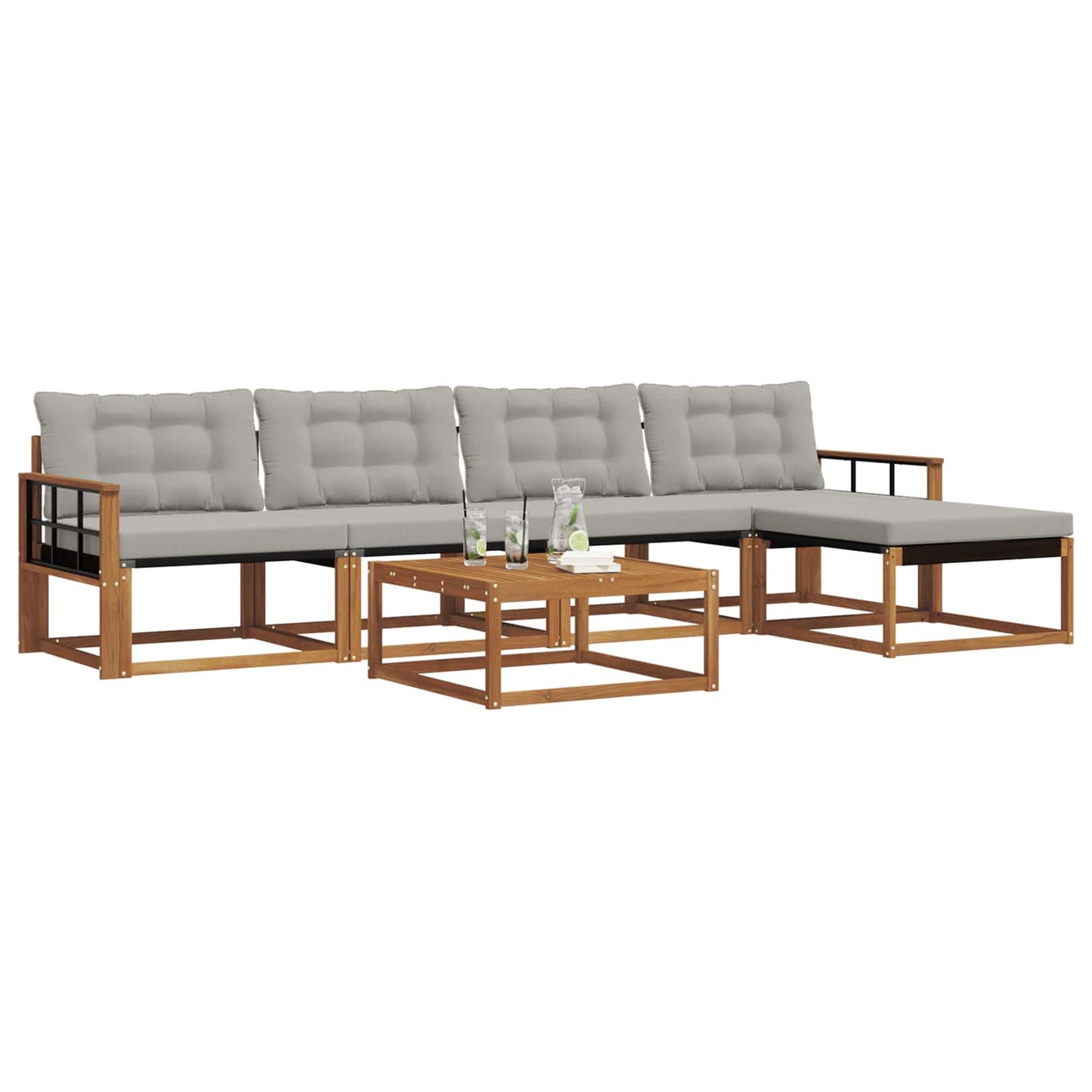 Set di divani da esterno 6 pcs Grigio Naturale e Chiaro | homemem39