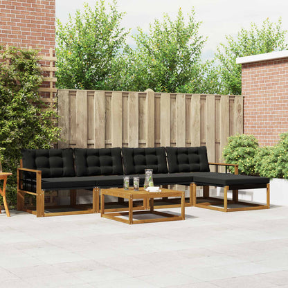 Set di divani da esterno con cuscino 6 pcs Naturale e Nero