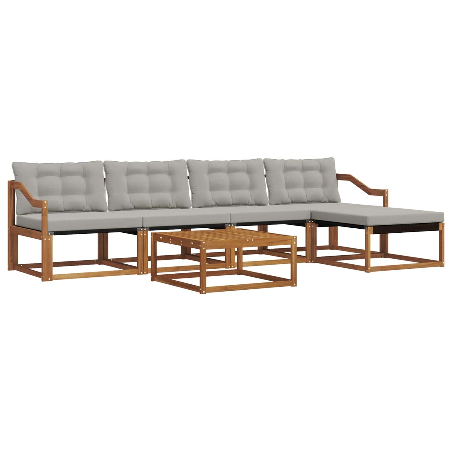 Set di divani da esterno 6 pcs Grigio Naturale e Chiaro | homemem39