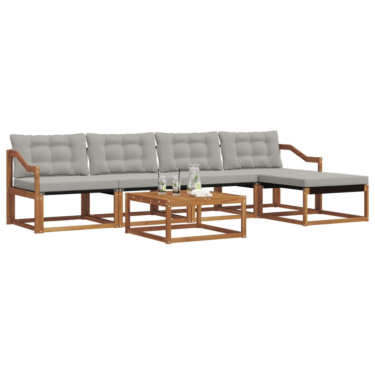Set di divani da esterno 6 pcs Grigio Naturale e Chiaro | homemem39