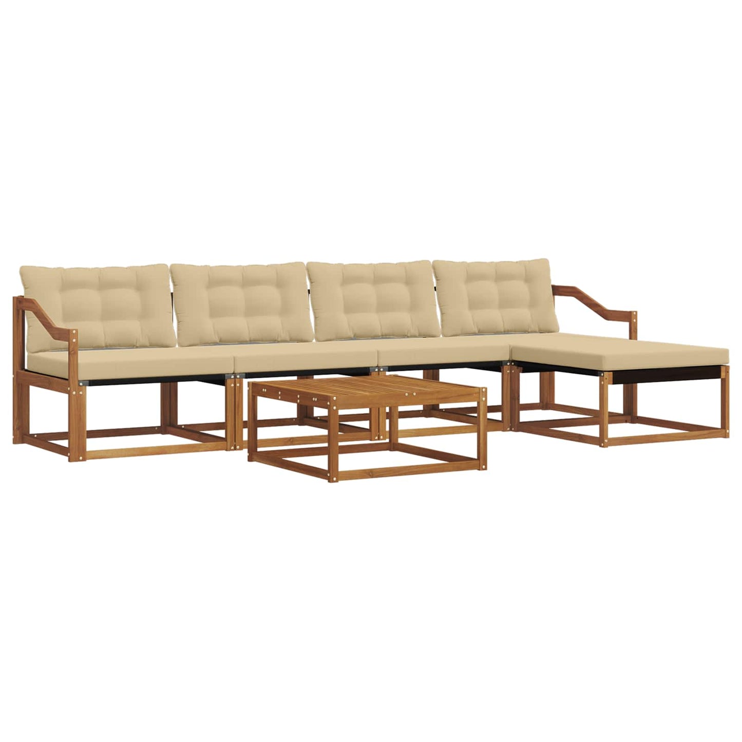Set di divani da esterno con cuscino 6 pcs Naturale e Beige | homemem39