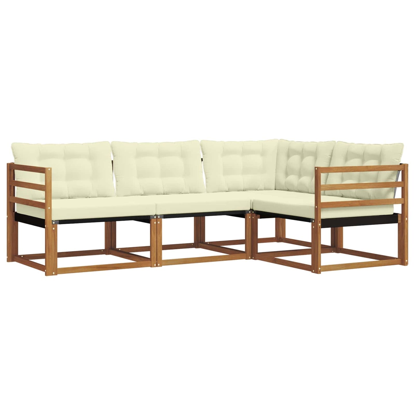 Set di divani da esterno con cuscino 4 pcs Naturale e Crema | homemem39