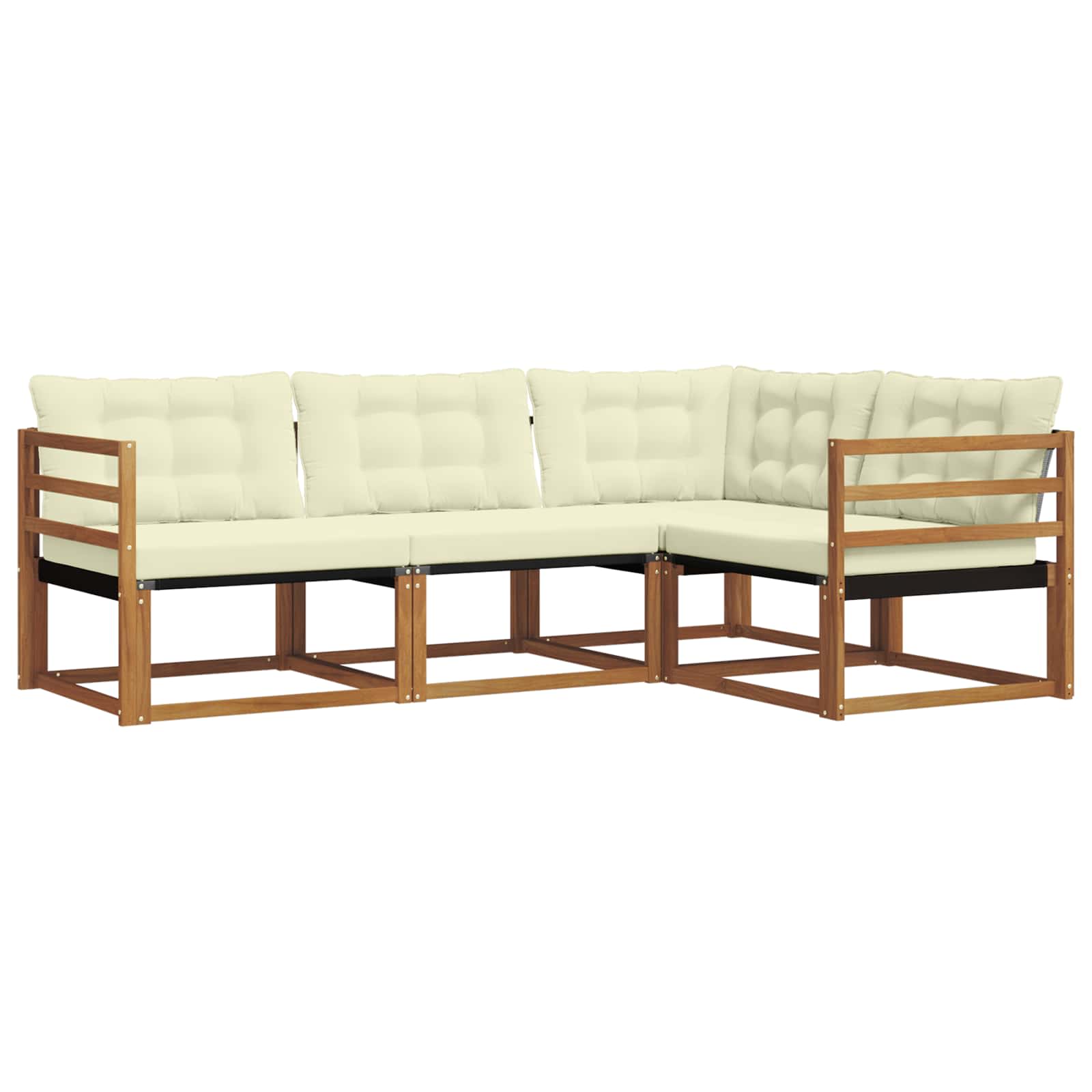 Set di divani da esterno con cuscino 4 pcs Naturale e Crema | homemem39