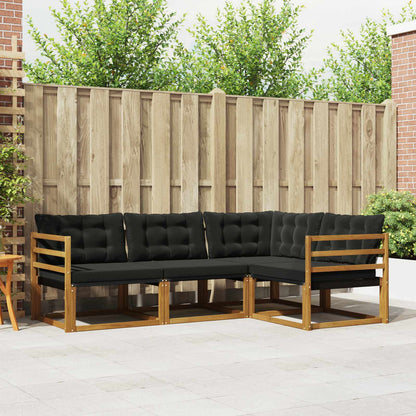 Set di divani da esterno 4 pz Naturale e Nero