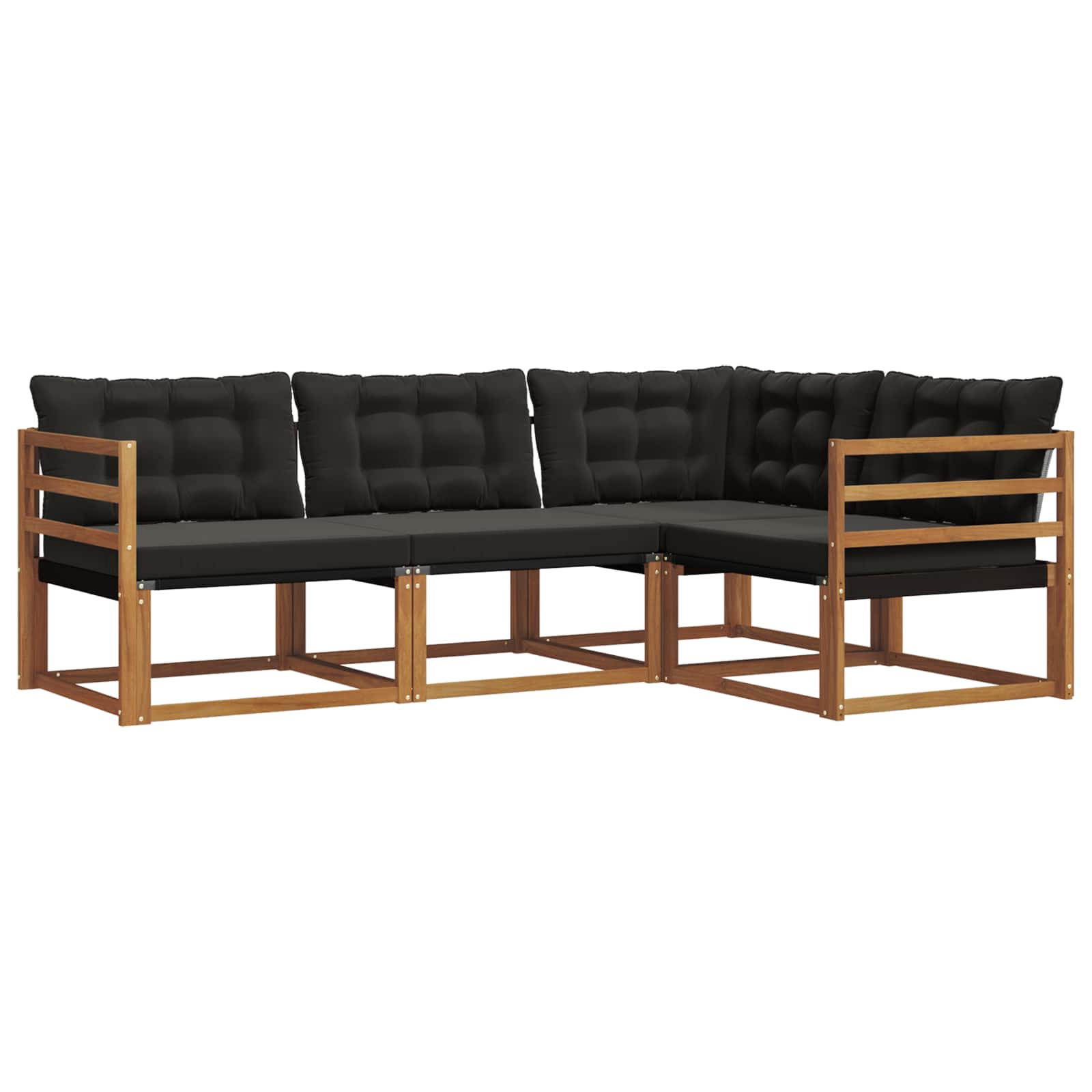 Set di divani da esterno con cuscino 4 pcs Naturale e Nero | homemem39