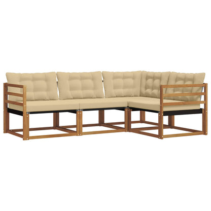 Set di divani da esterno con cuscino 4 pcs Naturale e Beige