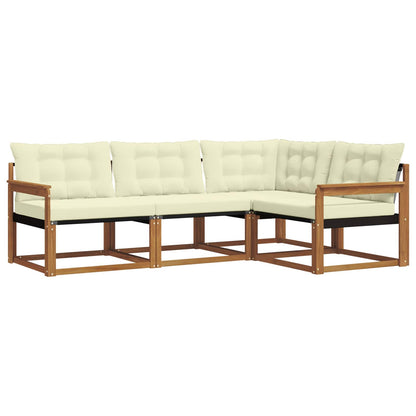 Set di divani da esterno con cuscino 4 pcs Naturale e Crema
