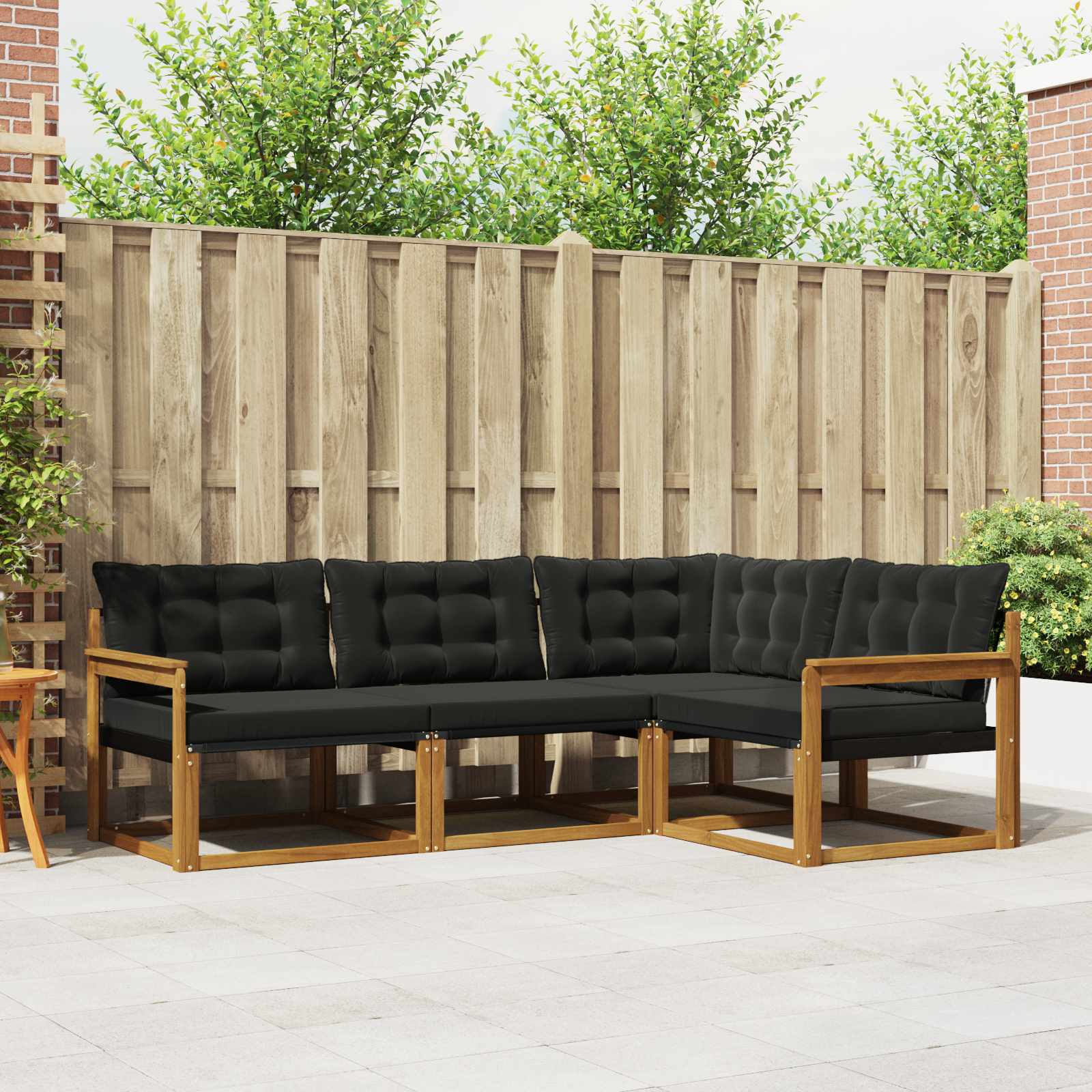 Set di divani da esterno con cuscino 4 pcs Naturale e Nero | homemem39