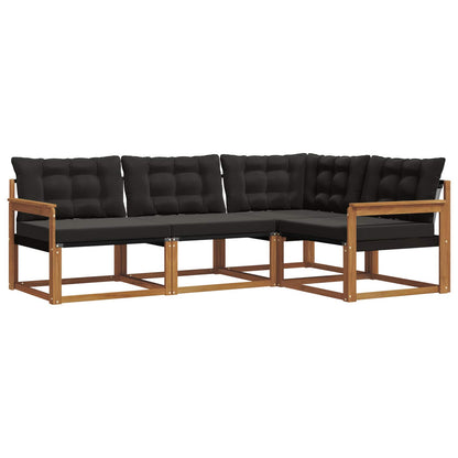 Set di divani da esterno con cuscino 4 pcs Naturale e Nero | homemem39