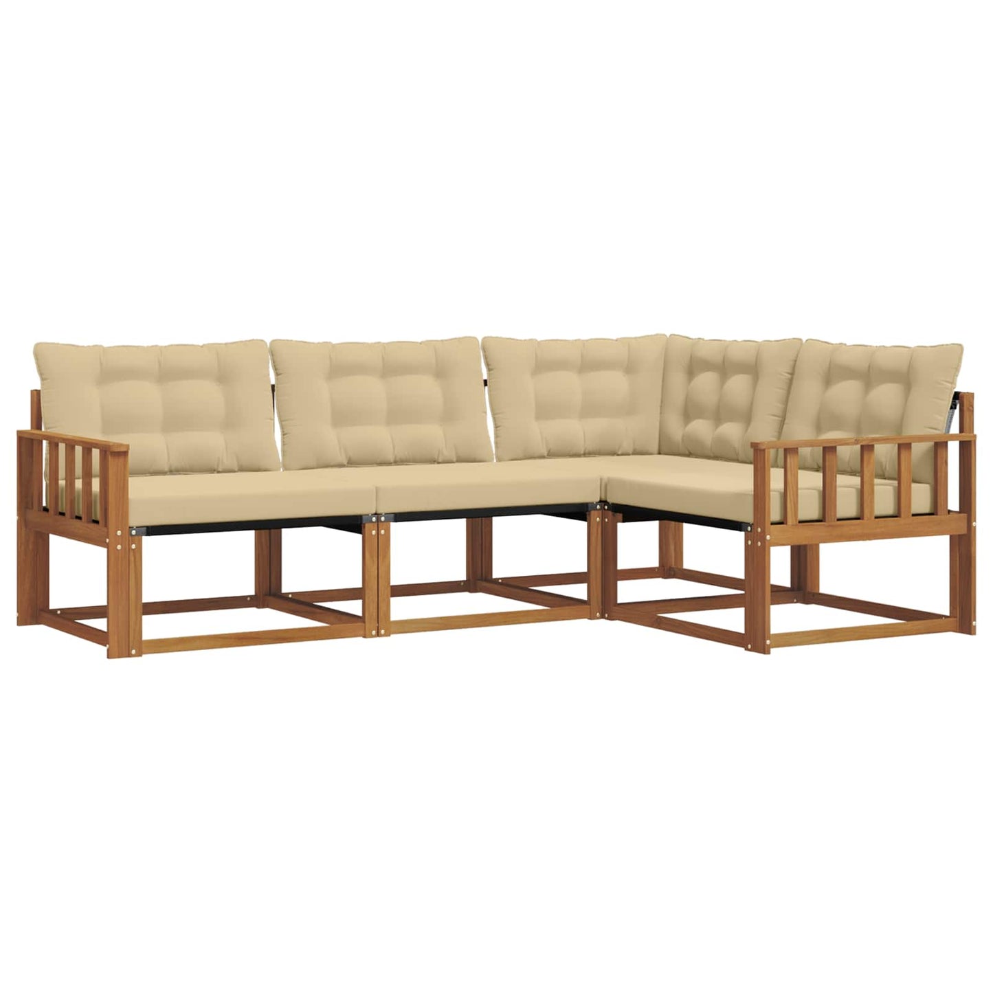 Set di divani da esterno con cuscino 4 pcs Naturale e Beige | homemem39