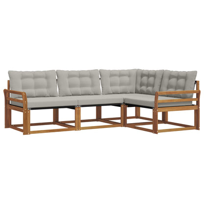 Set di divani da esterno 4 pcs Grigio Naturale e Chiaro | homemem39