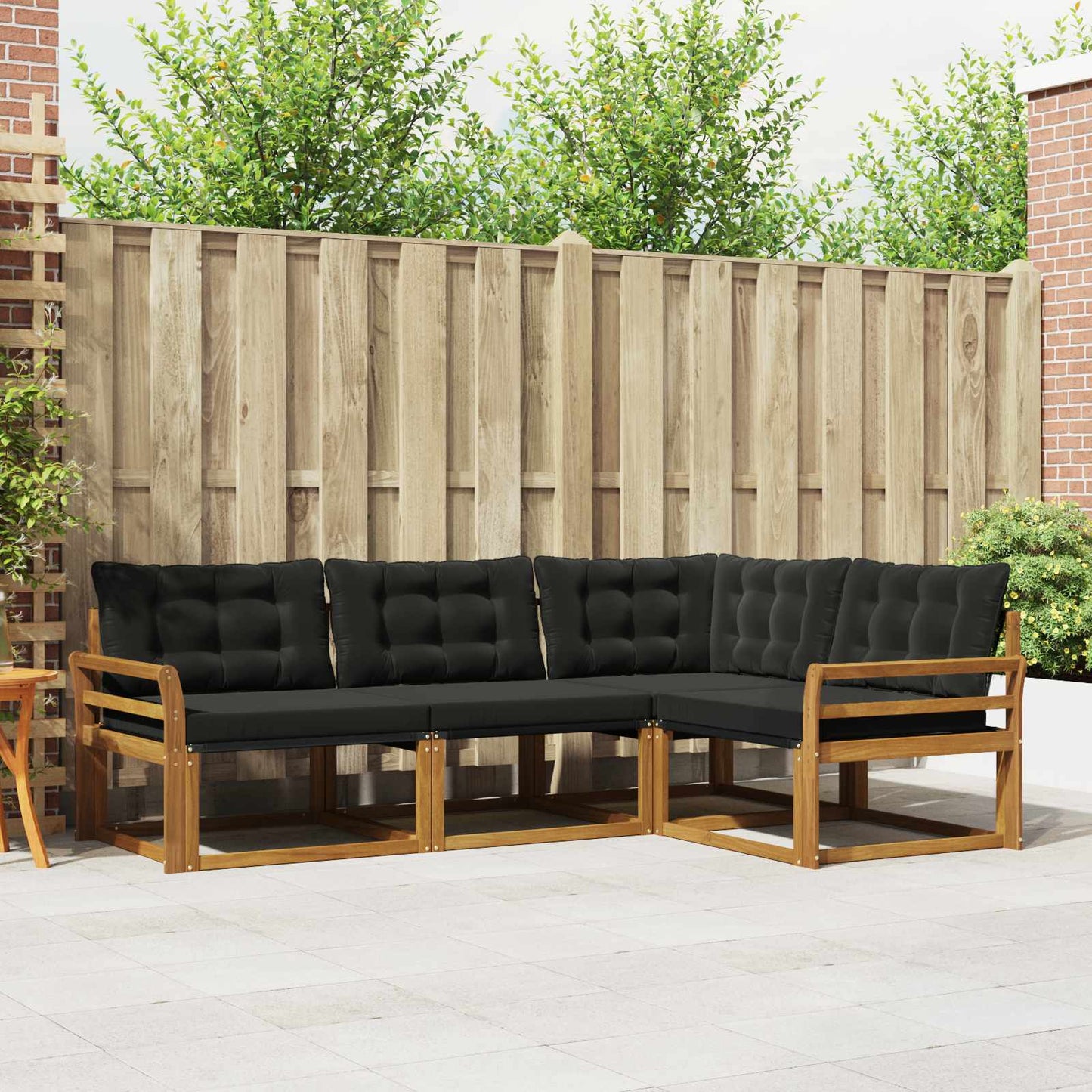 Set di divani da esterno con cuscino 4 pcs Naturale e Nero | homemem39