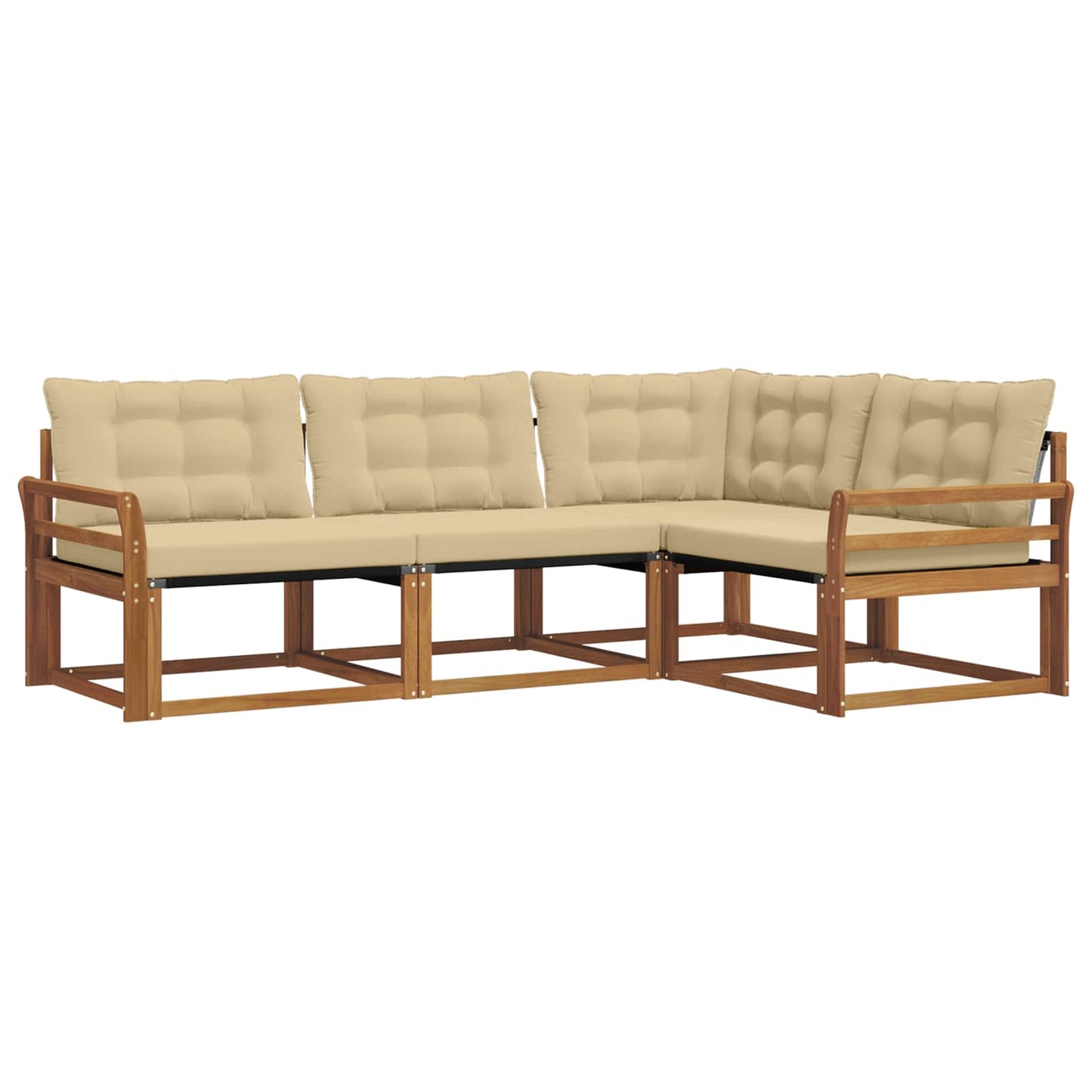 Set di divani da esterno con cuscino 4 pcs Naturale e Beige | homemem39