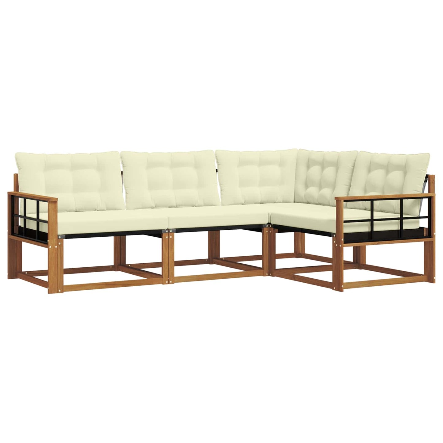Set di divani da esterno con cuscino 4 pcs Naturale e Crema