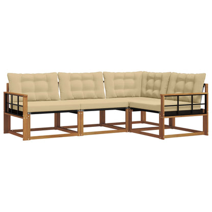 Set di divani da esterno con cuscino 4 pcs Naturale e Beige | homemem39