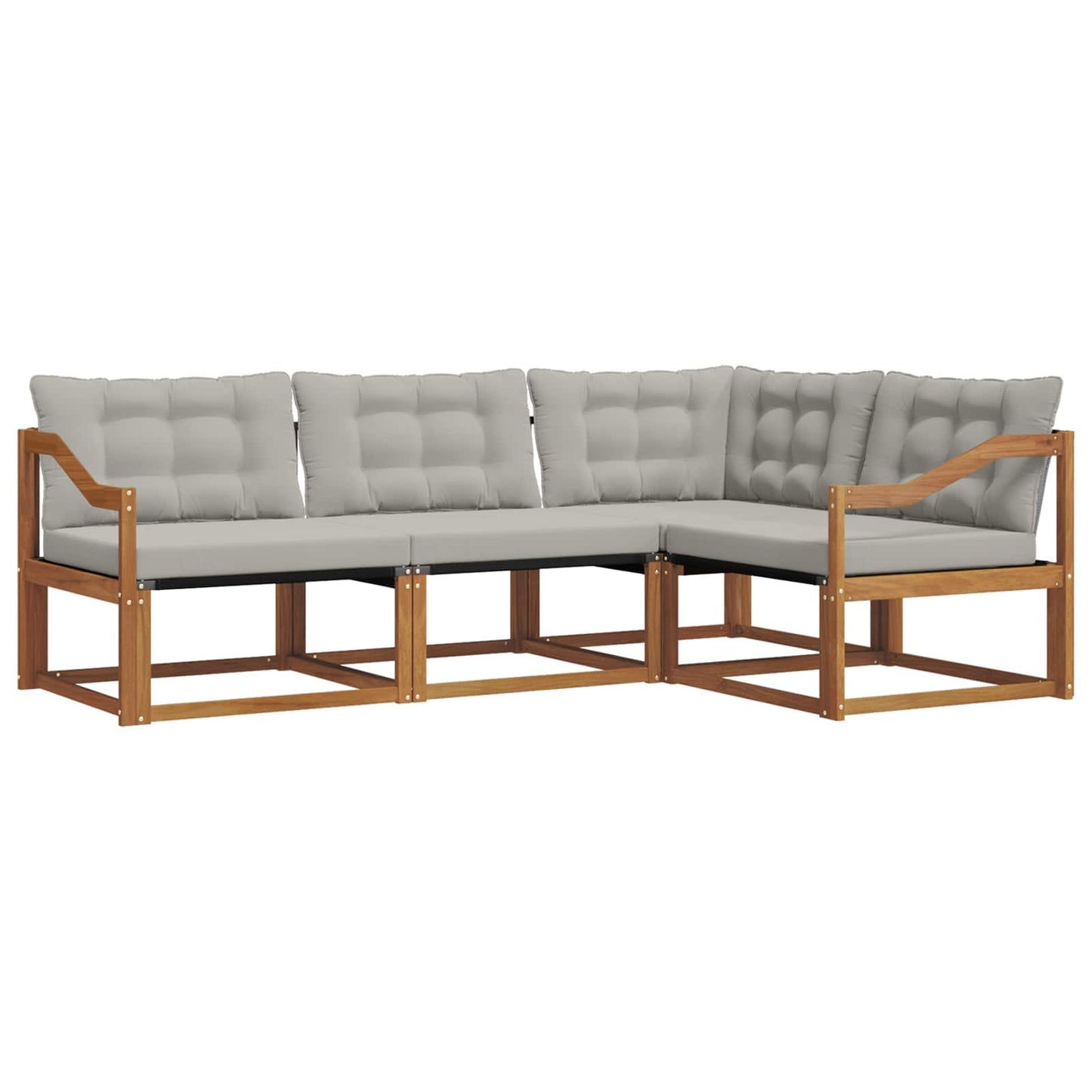 Set di divani da esterno 4 pcs Grigio Naturale e Chiaro