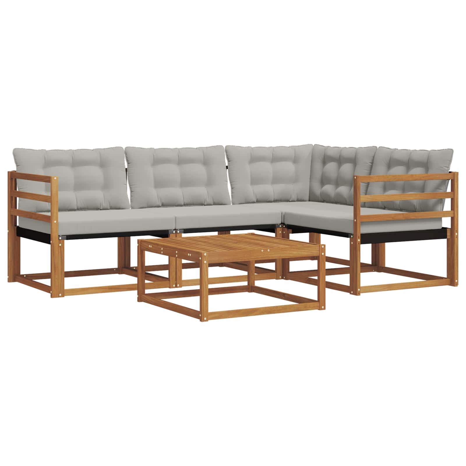 Set di divani da esterno 5 pcs Grigio Naturale e Chiaro | homemem39