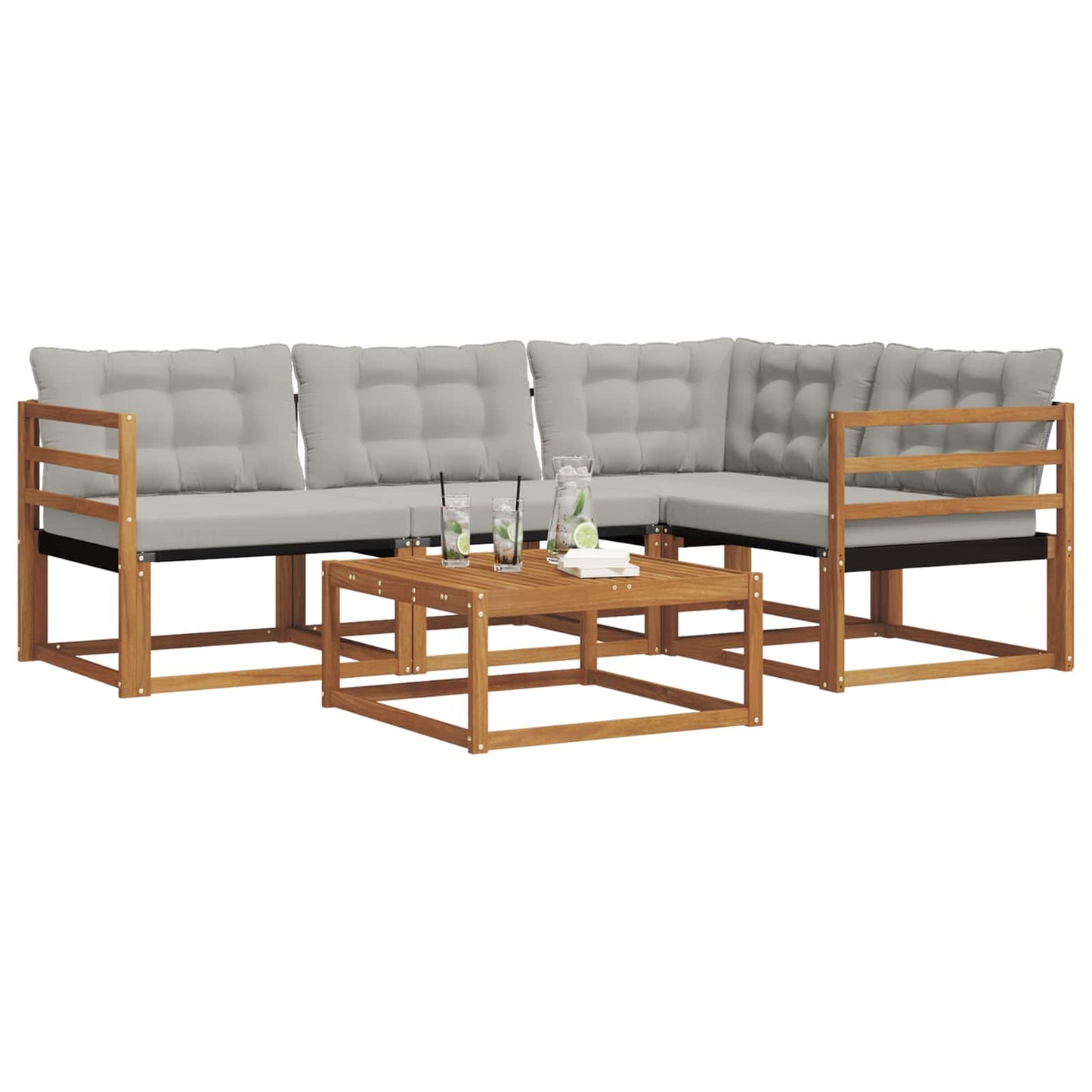 Set di divani da esterno 5 pcs Grigio Naturale e Chiaro | homemem39