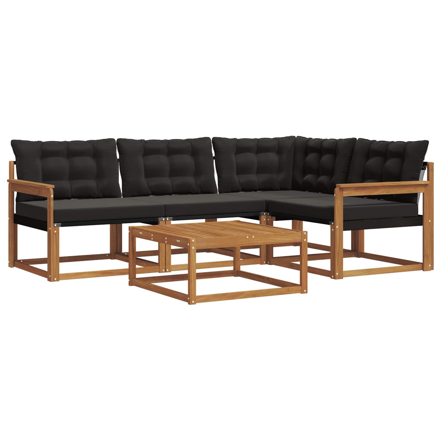 Set di divani da esterno con cuscino 5 pcs Naturale e Nero | homemem39