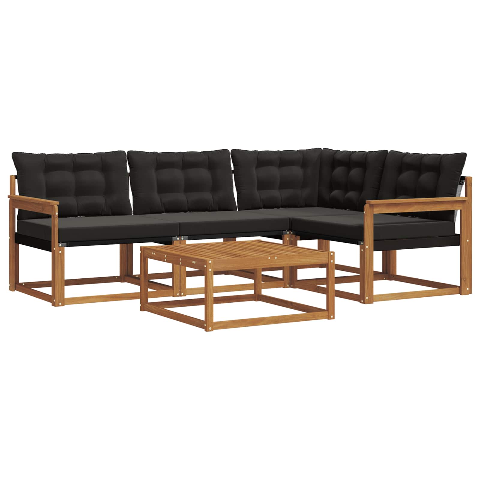 Set di divani da esterno con cuscino 5 pcs Naturale e Nero | homemem39