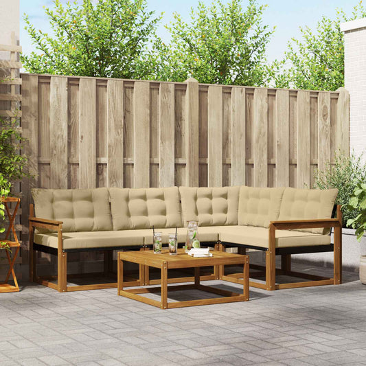 Set di divani da esterno con cuscino 5 pcs Naturale e Beige | homemem39