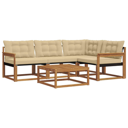 Set di divani da esterno con cuscino 5 pcs Naturale e Beige | homemem39