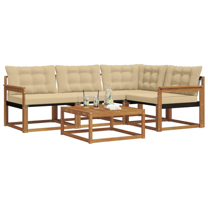 Set di divani da esterno con cuscino 5 pcs Naturale e Beige | homemem39