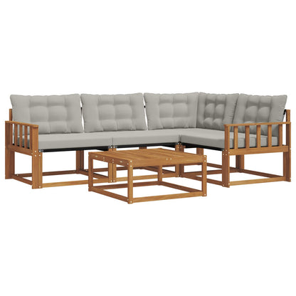 Set di divani da esterno 5 pcs Grigio Naturale e Chiaro