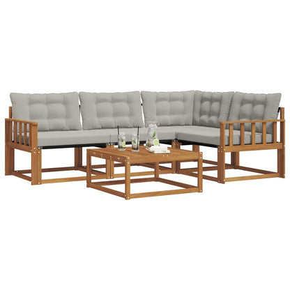 Set di divani da esterno 5 pcs Grigio Naturale e Chiaro