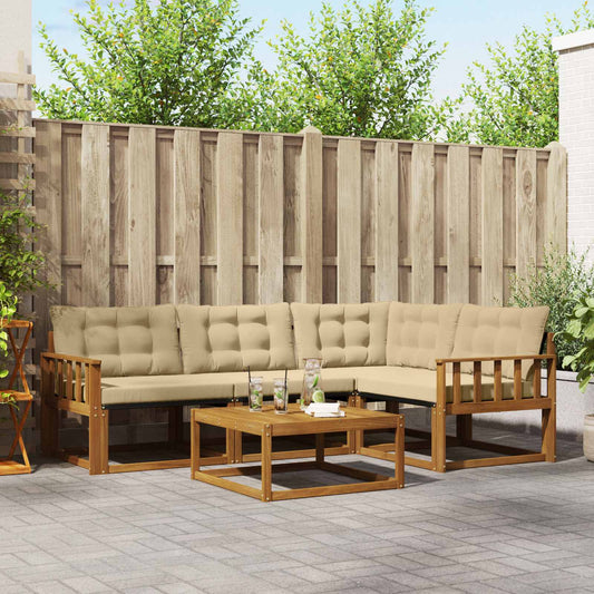Set di divani da esterno con cuscino 5 pcs Naturale e Beige | homemem39