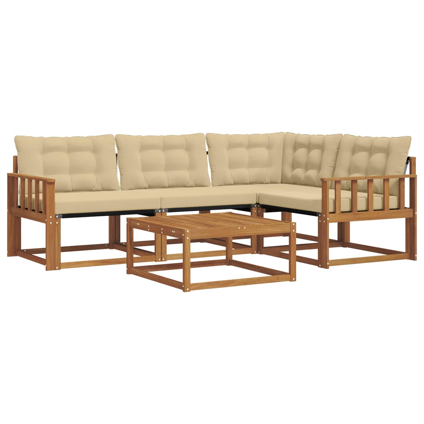 Set di divani da esterno con cuscino 5 pcs Naturale e Beige | homemem39