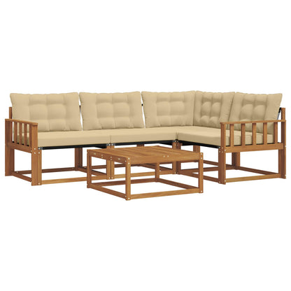 Set di divani da esterno con cuscino 5 pcs Naturale e Beige | homemem39