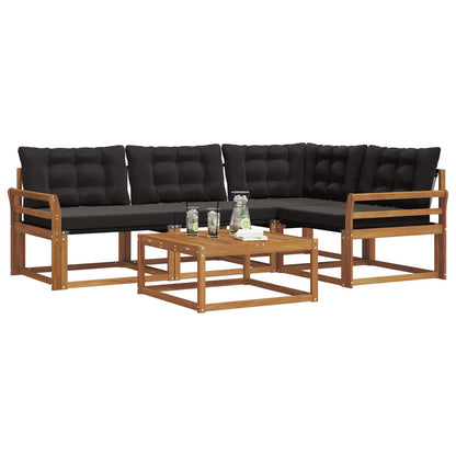 Set di divani da esterno con cuscino 5 pcs Naturale e Nero | homemem39