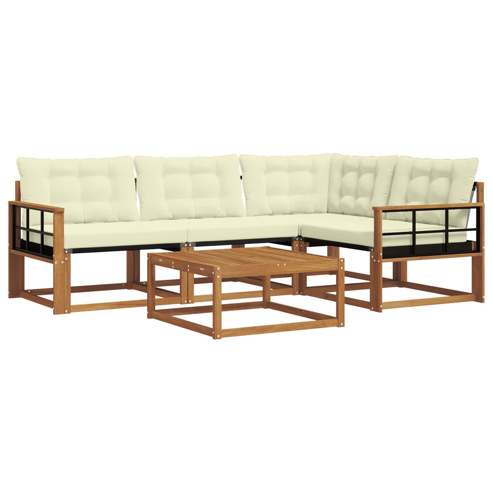 Set di divani da esterno con cuscino 5 pcs Naturale e Crema | homemem39