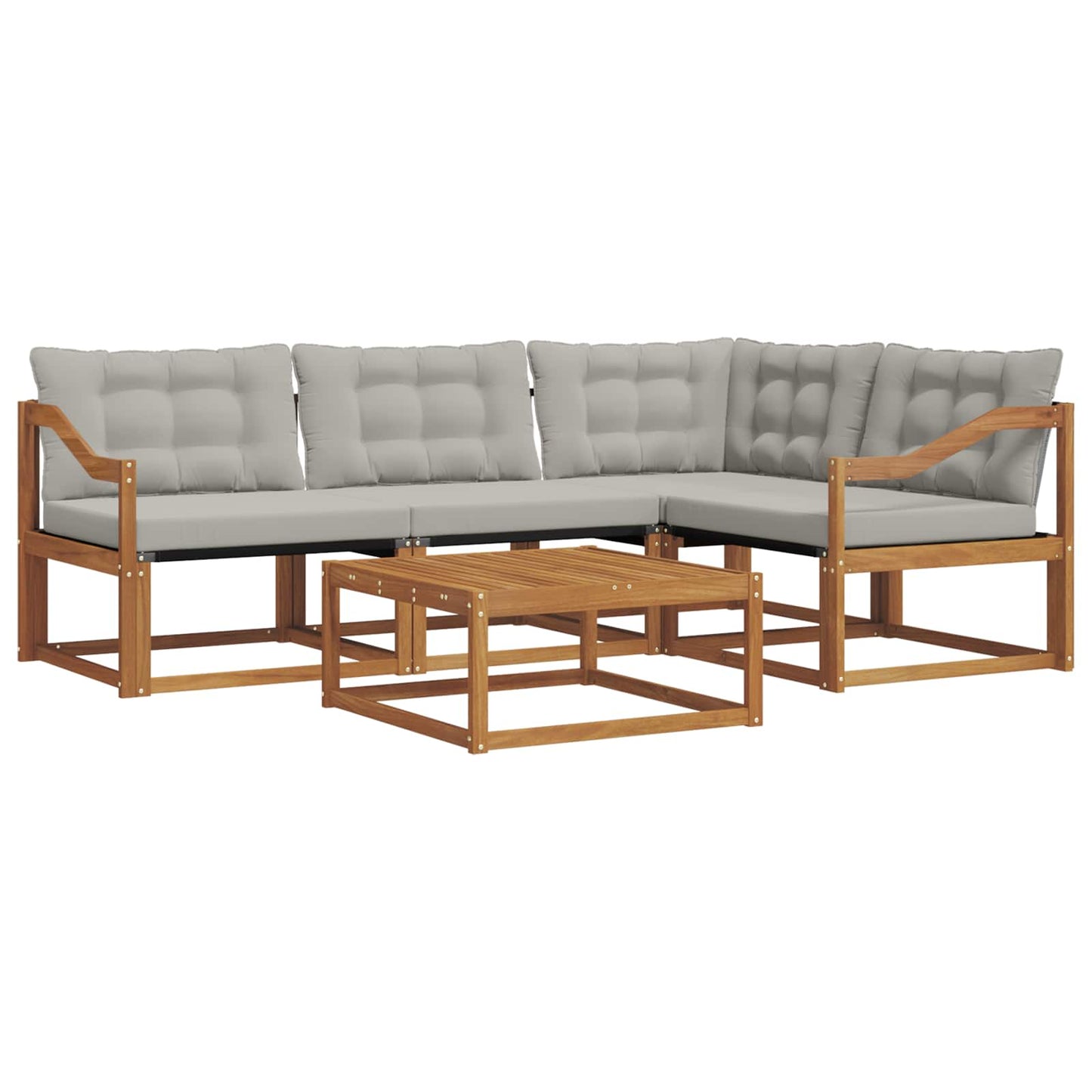 Set di divani da esterno 5 pcs Grigio Naturale e Chiaro | homemem39
