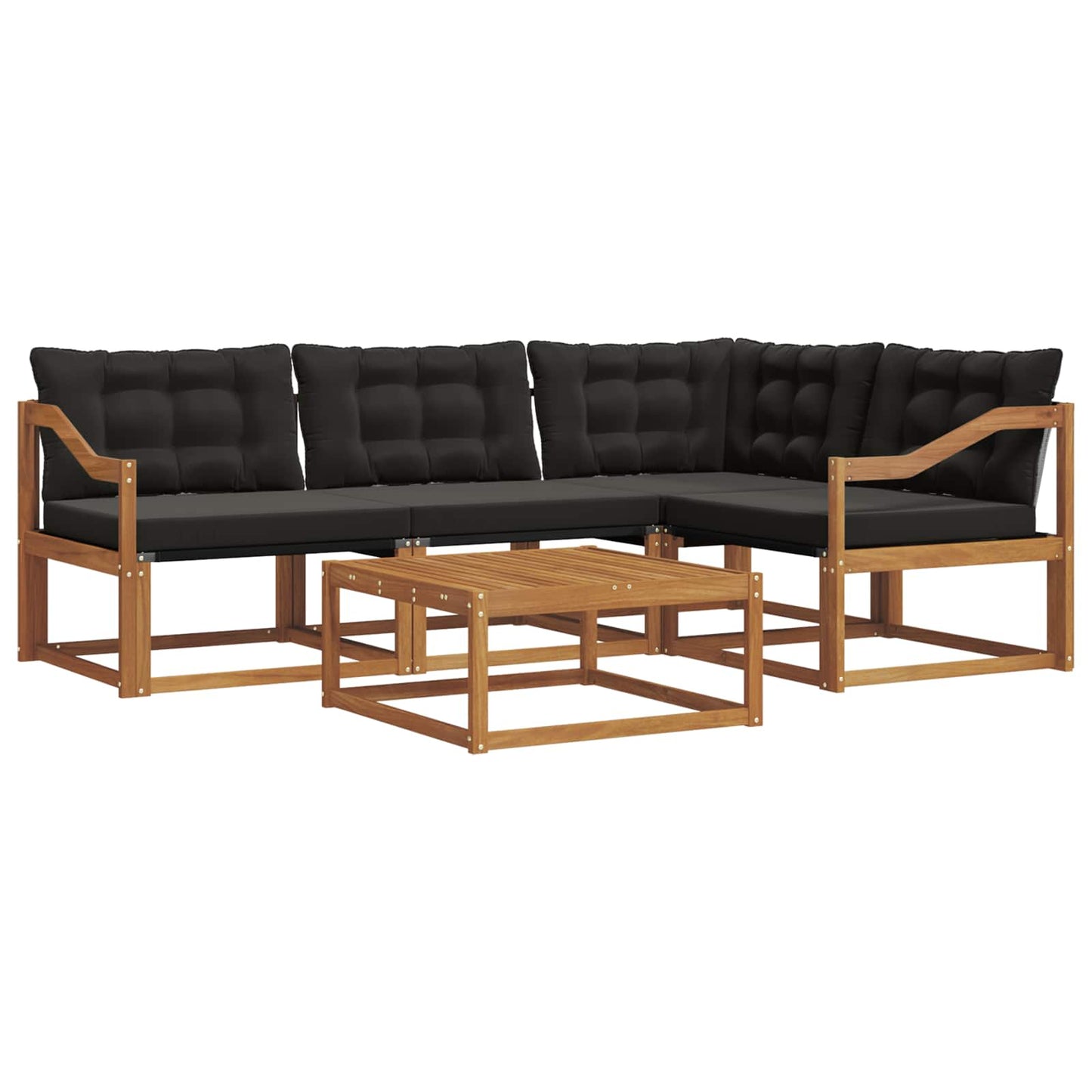 Set di divani da esterno con cuscino 5 pcs Naturale e Nero | homemem39