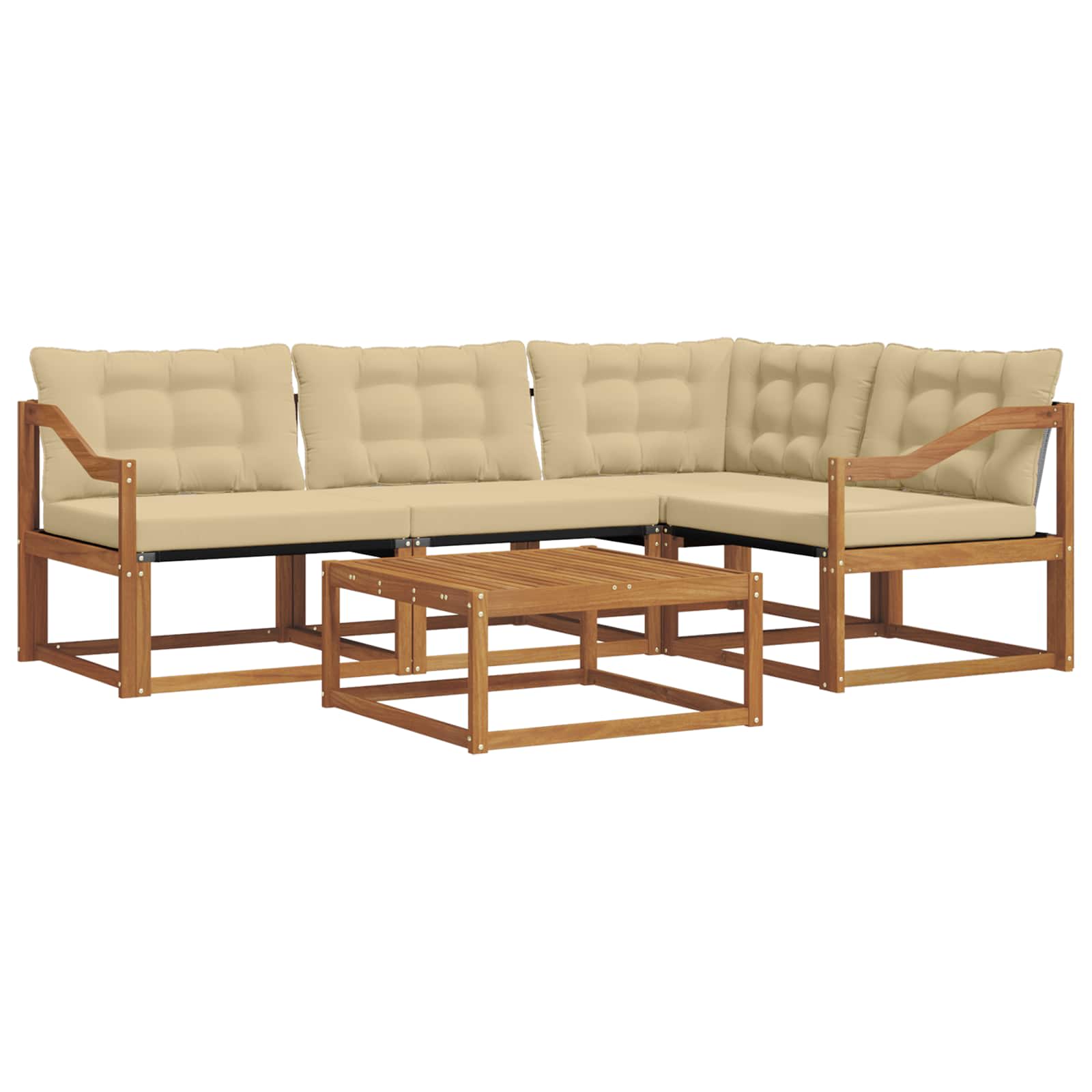 Set di divani da esterno con cuscino 5 pcs Naturale e Beige | homemem39