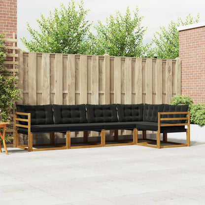 Set di divani da esterno con cuscino 5 pcs Naturale e Nero | homemem39