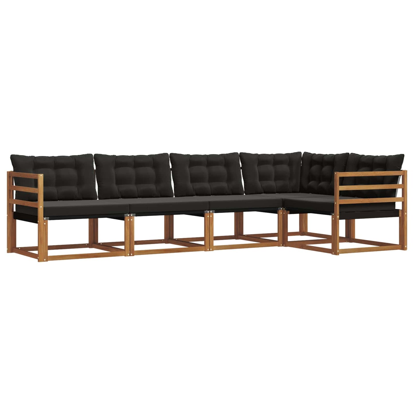 Set di divani da esterno con cuscino 5 pcs Naturale e Nero | homemem39