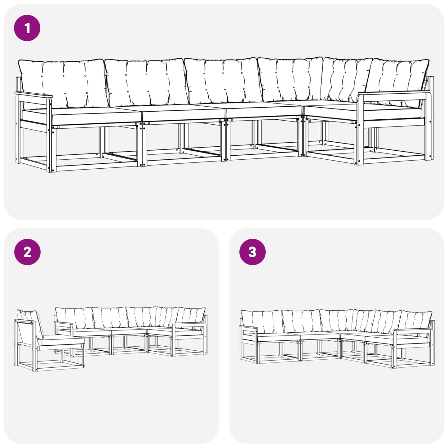 Set di divani da esterno 5 pcs Grigio Naturale e Chiaro | homemem39
