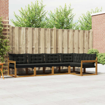 Set di divani da esterno con cuscino 5 pcs Naturale e Nero | homemem39