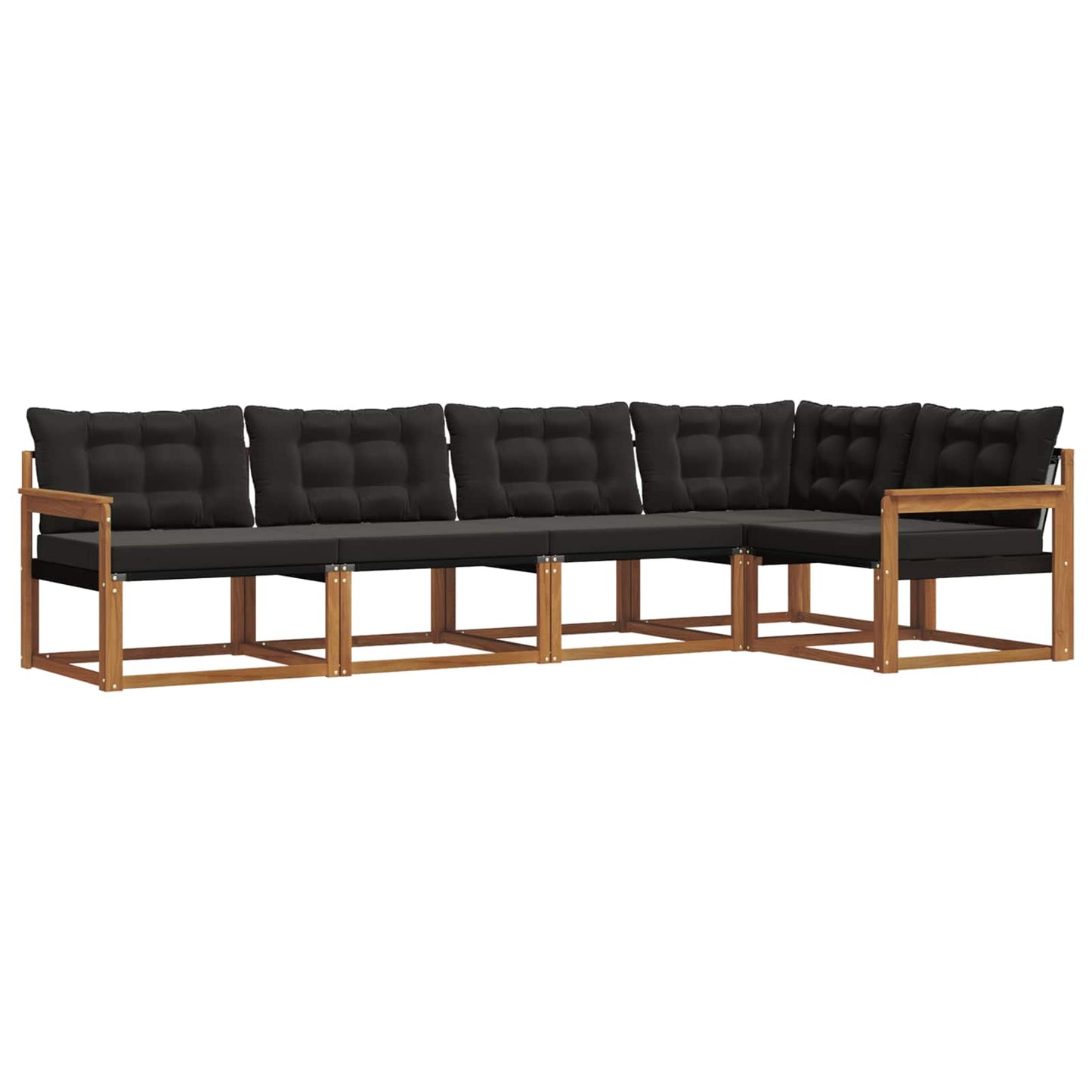 Set di divani da esterno con cuscino 5 pcs Naturale e Nero | homemem39