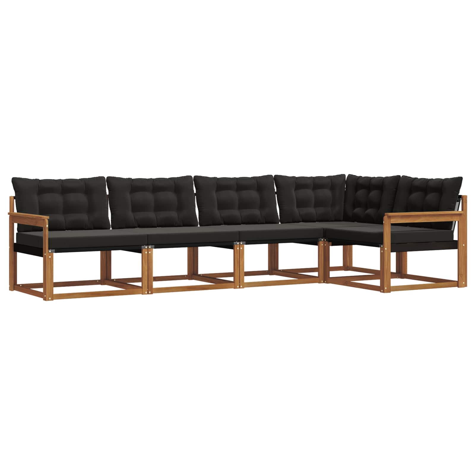 Set di divani da esterno con cuscino 5 pcs Naturale e Nero | homemem39