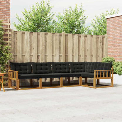Set di divani da esterno con cuscino 5 pcs Naturale e Nero | homemem39