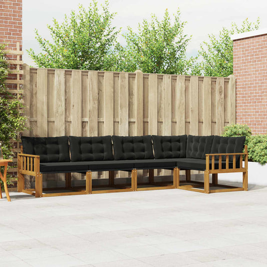 Set di divani da esterno con cuscino 5 pcs Naturale e Nero | homemem39