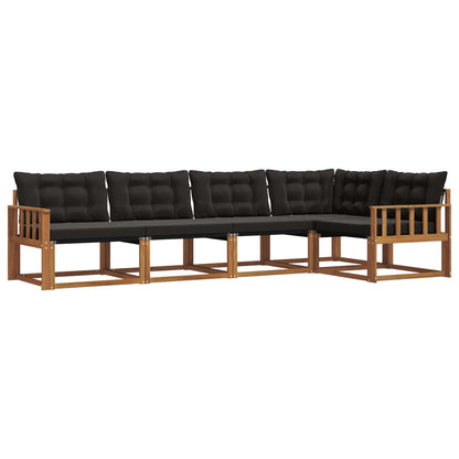 Set di divani da esterno con cuscino 5 pcs Naturale e Nero | homemem39