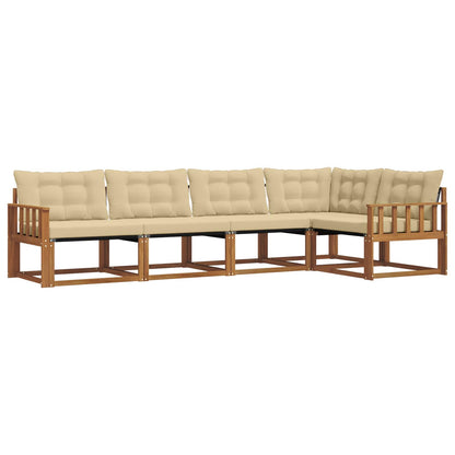 Set di divani da esterno con cuscino 5 pcs Naturale e Beige | homemem39