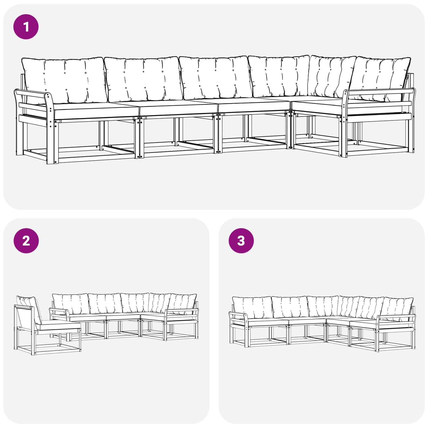 Set di divani da esterno 5 pcs Grigio Naturale e Chiaro | homemem39