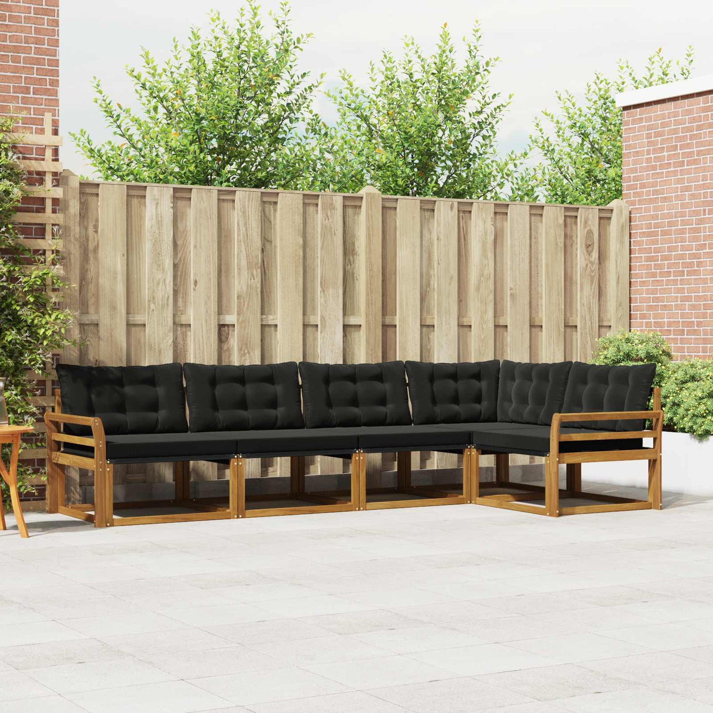 Set di divani da esterno con cuscino 5 pcs Naturale e Nero | homemem39